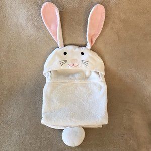 ELEGANT BABY BUNNY HOODED BABY BATH WRAP in White and Pink